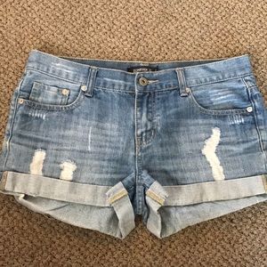 Cuffed Denim Shorts